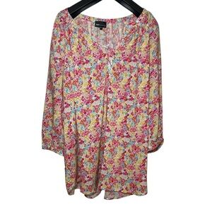 Jones New York white with pink, red, and yellow floral print sz 1 X